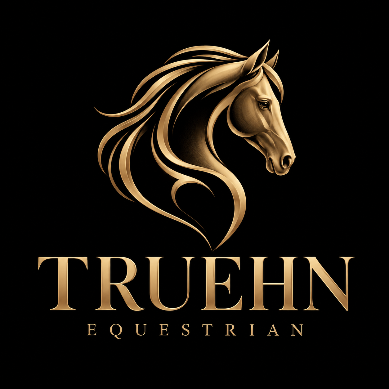 TRUEHN EQUESTRIAN golden horse emblem